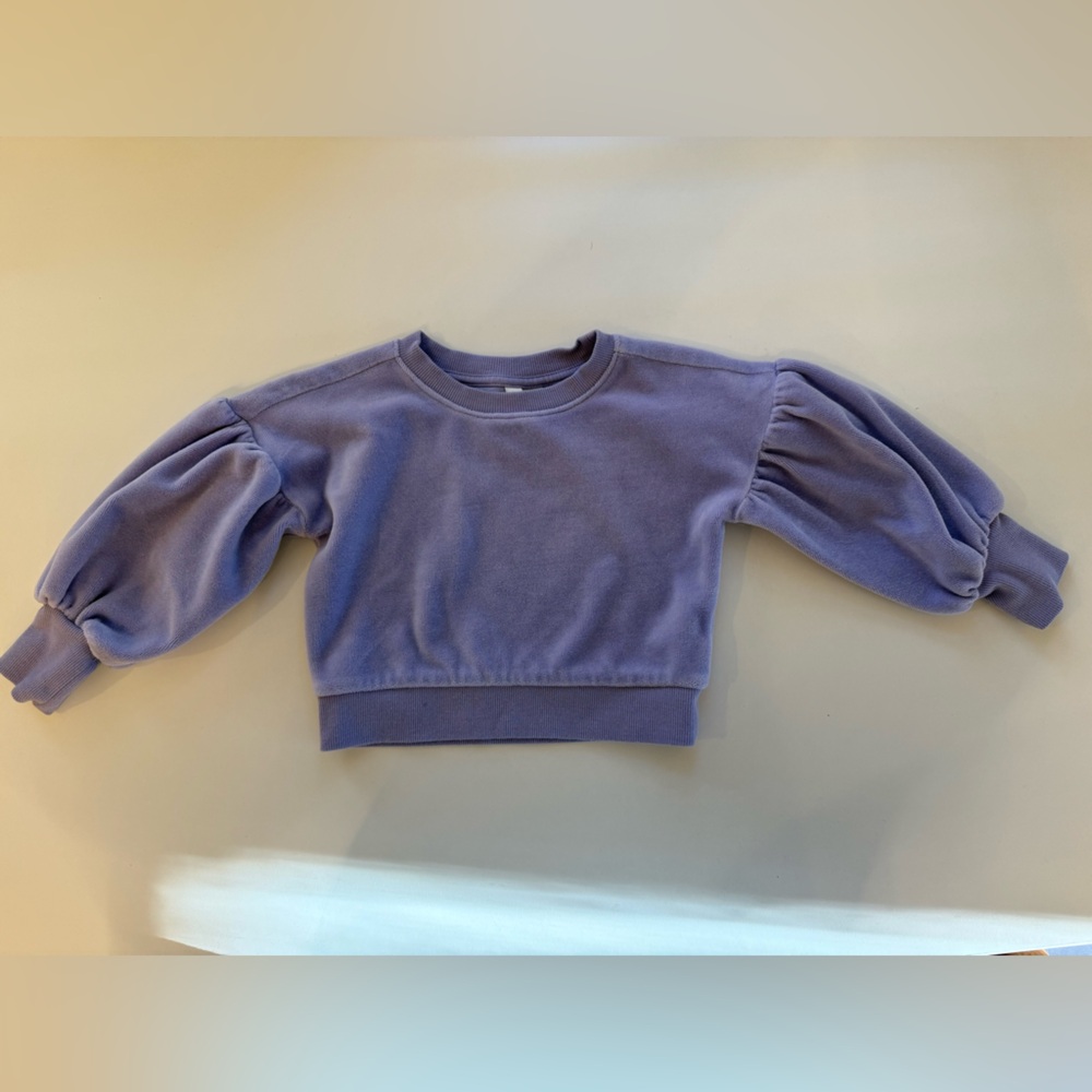 Janie and Jack Lavender Velour Puff Sleeve sweatshirt Sz 3